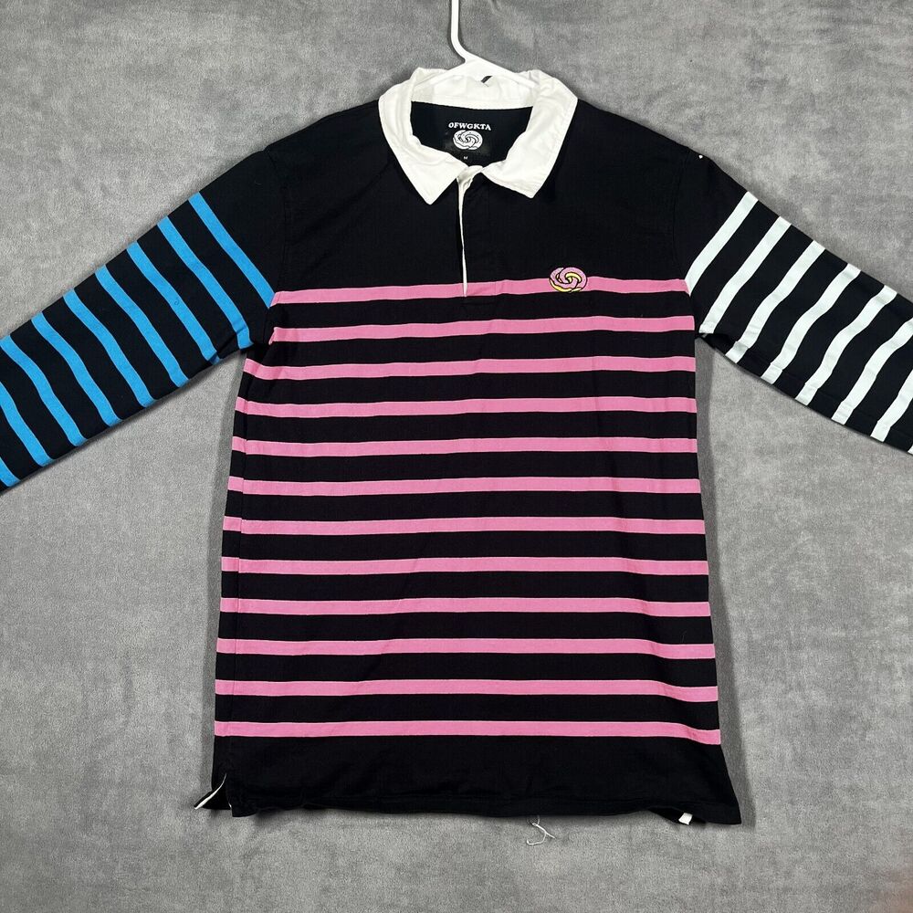 Ofwgkta Rugby Shirt Men's M Multicolor Striped Performance Long Sleeve Collared